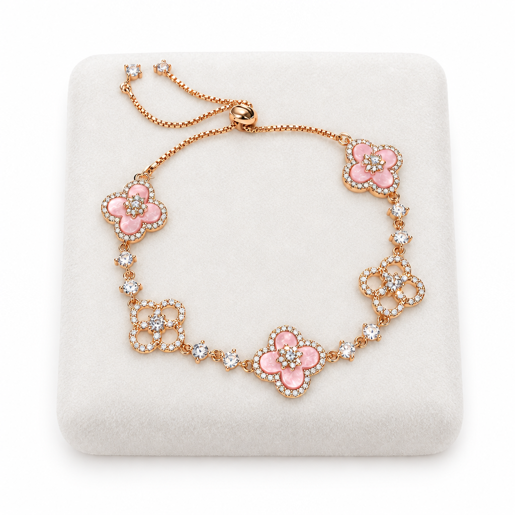 Pink flower bracelet